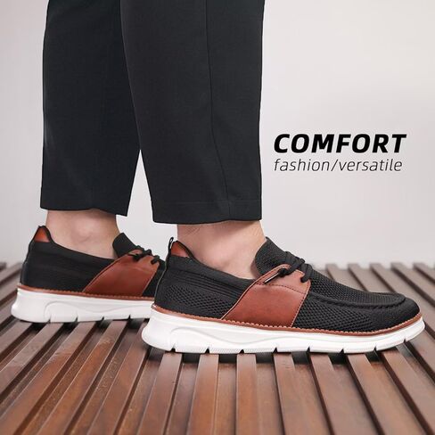 Mens Casual Slip in Boat Shoes Fashion Lightweight Slip On Loafers Walking Beach Sneakers Work Mesh Oxfords Soft Sole in Saudi Arabia