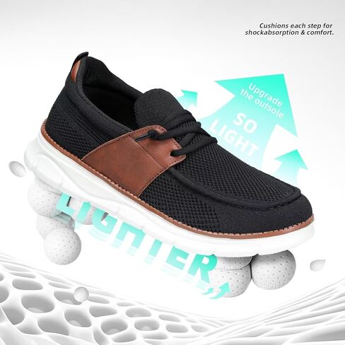 Mens Casual Slip in Boat Shoes Fashion Lightweight Slip On Loafers Walking Beach Sneakers Work Mesh Oxfords Soft Sole in Saudi Arabia