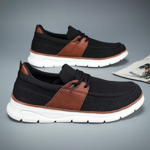 Mens Casual Slip in Boat Shoes Fashion Lightweight Slip On Loafers Walking Beach Sneakers Work Mesh Oxfords Soft Sole in Saudi Arabia