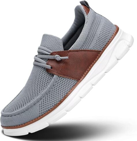 Mens Casual Slip in Boat Shoes Fashion Lightweight Slip On Loafers Walking Beach Sneakers Work Mesh Oxfords Soft Sole in Kuwait