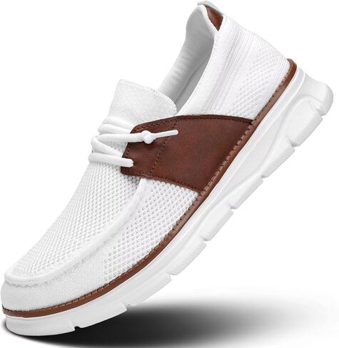 Mens Casual Slip in Boat Shoes Fashion Lightweight Slip On Loafers Walking Beach Sneakers Work Mesh Oxfords Soft Sole in Saudi Arabia