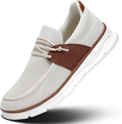 Mens Casual Slip in Boat Shoes Fashion Lightweight Slip On Loafers Walking Beach Sneakers Work Mesh Oxfords Soft Sole in Saudi Arabia