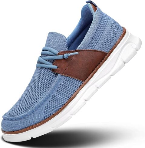 Mens Casual Slip in Boat Shoes Fashion Lightweight Slip On Loafers Walking Beach Sneakers Work Mesh Oxfords Soft Sole in Saudi Arabia