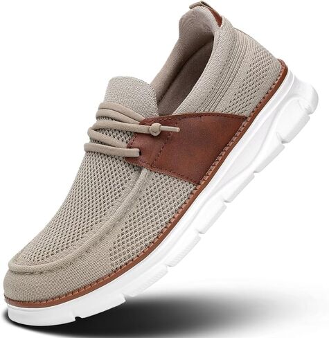 Mens Casual Slip in Boat Shoes Fashion Lightweight Slip On Loafers Walking Beach Sneakers Work Mesh Oxfords Soft Sole in Saudi Arabia