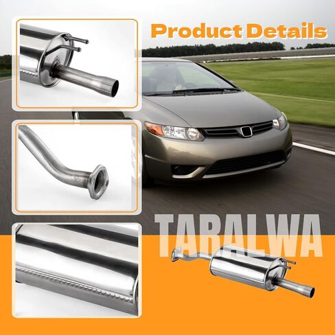 Direct Fit Exhaust Muffler - OE Replacement for Restoring Quiet Operation, Anti-Corrosion Coated, Includes Gaskets & Bolts & Hangers for 2006-2011 Honda Civic 1.3L/1.8L Models,HC08 in Saudi Arabia