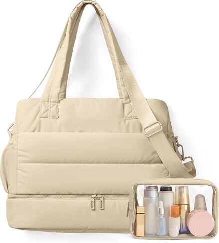 Gym Bag for Women Travel Bag Puffer Duffle Bags Large Carry On Weekender Bags Lightweight Overnight Bag for Women Nurse Bag with Shoes Compartment (Black) in Kuwait