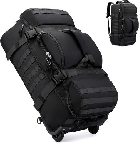 Rolling Duffle Bag with Wheels, 70L 26-inch Foldable Tactical Travel Duffel Bags Durable Tear-Resistant Heavy-Duty Luggage (Navy Blue) in Kuwait