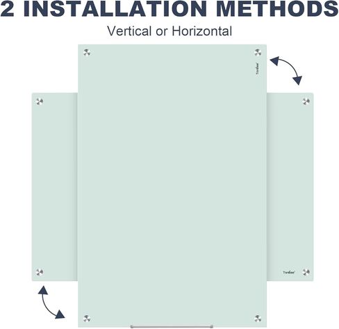 لوح أبيض زجاجي للمسح الجاف - لوح أبيض زجاجي مغناطيسي من TANKEE مقاس 36 × 24 بوصة، لوح أبيض حديث كبير بدون إطار للجدار والمكتب والمنزل والمدرسة، مع صينية قلم تحديد، مقاس 3 × 2 بوصة in Kuwait