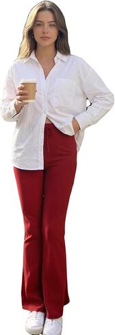 Women's Drawstring Waist Bell Bottom Flare Leg Sweatpants Sports Causal Pants in Saudi Arabia
