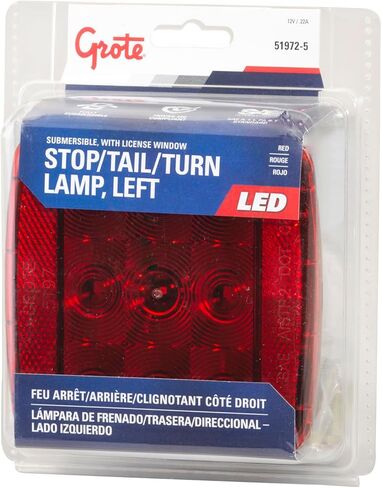 Grote 51972-5 Submersible LED Trailer Lighting Kit - LH Stop Tail Turn with License Window in Saudi Arabia