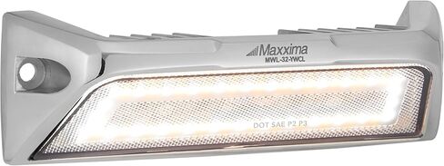 Maxxima 1.8 بوصة × 6 بوصة، مصباح تحميل/مشهد خارجي، لون أبيض كهرماني مزدوج، عدسة شفافة، 1100 لومن، علامة DOT، حامل سطح كروم LED 12/24 فولت - MWL-32-YWCL in Saudi Arabia