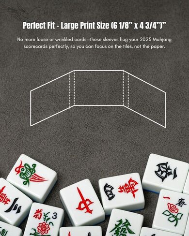 2026 Mahjong Card Sleeves – Set of 4 Clear Holders for Large Print Cards (6 1/8" x 4 3/4") – Soft, Sturdy, and Protective Covers in Kuwait