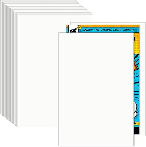 VOKOY 25 Pcs Current Size Comic Book Boards, 24-Point/400gsm Solid Book Backing Boards for Fabric Storage and Regular Comics Protecting, Collecting (White, 6.75 X 10.5 Inch) in Saudi Arabia