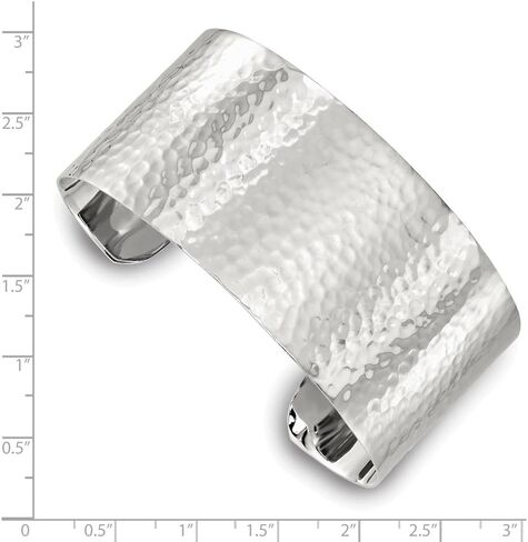 Sterling Silver Polished 30mm Flat Hammered Cuff Bangle Bracelet in Saudi Arabia