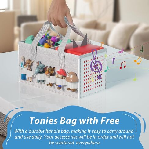 for Tonie Shelf Magnetic - Wooden Tonies Organizer with Carrying Bag, 3 Tiered Magnetic Display Shelf for Toniebox Holder, Wall Mount/Countertop Use Tonies Toy Storage for Kids Room/Playroom (Wood) in Saudi Arabia