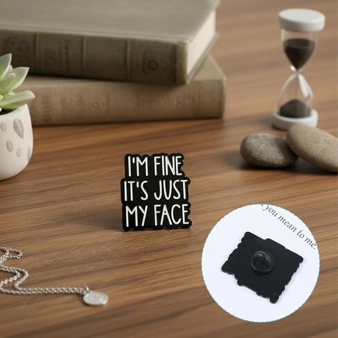 دبوس طية صدر من المينا I'm Fine It's Just My Face، دبابيس شارة لحقائب الظهر/الحبل/السترة/المحفظة، دبابيس المينا المضحكة للعمل، ملحقات وقح مرحة، دبوس لطيف لحقائب الظهر in Saudi Arabia