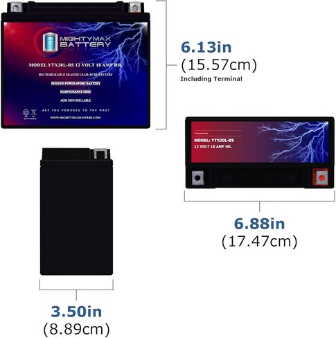 بطارية مايتي ماكس YTX20L-BS بطارية لياماها YFM660F Grizzly 660 4x4 2002-2008 منتج العلامة التجارية in Kuwait