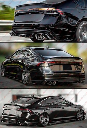 Akasaka Full Gloss Black Rear Bumper Diffuser + Corner Spats + Exhaust Tip Compatible For 2023-2025 Honda Accord in Saudi Arabia