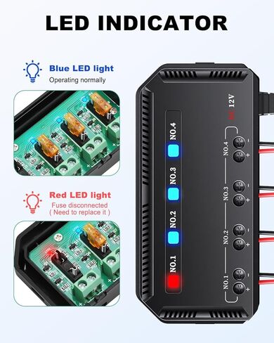 12V Fuse Block Box 4 Circuit with LED Indicator & Removable Cover, 20A Automotive Blade Fuse Panel for Car Motorcycle ATV Boat RV Truck Wiring Protection in Kuwait
