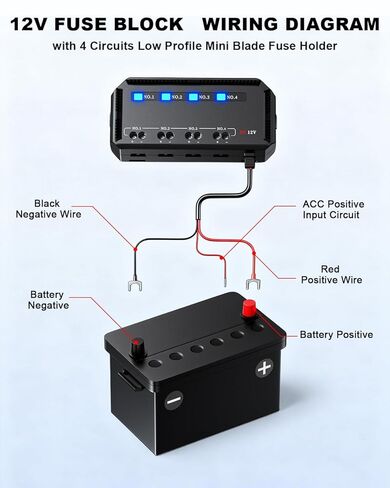 12V Fuse Block Box 4 Circuit with LED Indicator & Removable Cover, 20A Automotive Blade Fuse Panel for Car Motorcycle ATV Boat RV Truck Wiring Protection in Kuwait