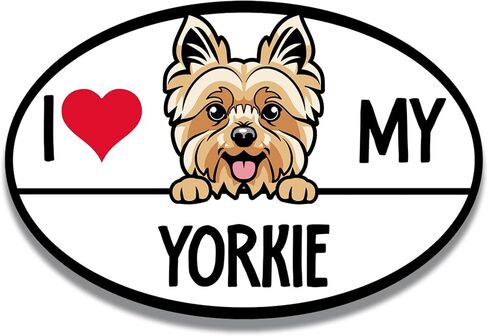 ملصق مغناطيسي للسيارة Magnet Me Up I Love My Yorkie Dog Breed Car، بيضاوي مقاس 4x6 بوصات، زخرفة رائعة للمركبة والثلاجة والمزيد! إكسسوارات سيارة لطيفة للكلاب، هدية لمحبي يوركي، صُنعت في الولايات المتحدة الأمريكية in Kuwait