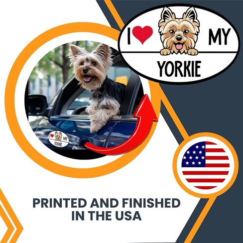 ملصق مغناطيسي للسيارة Magnet Me Up I Love My Yorkie Dog Breed Car، بيضاوي مقاس 4x6 بوصات، زخرفة رائعة للمركبة والثلاجة والمزيد! إكسسوارات سيارة لطيفة للكلاب، هدية لمحبي يوركي، صُنعت في الولايات المتحدة الأمريكية in Kuwait
