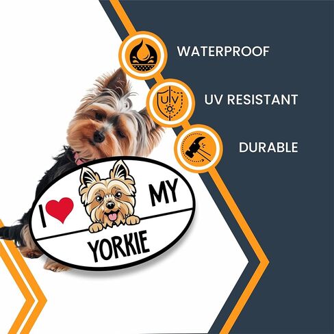 ملصق مغناطيسي للسيارة Magnet Me Up I Love My Yorkie Dog Breed Car، بيضاوي مقاس 4x6 بوصات، زخرفة رائعة للمركبة والثلاجة والمزيد! إكسسوارات سيارة لطيفة للكلاب، هدية لمحبي يوركي، صُنعت في الولايات المتحدة الأمريكية in Kuwait