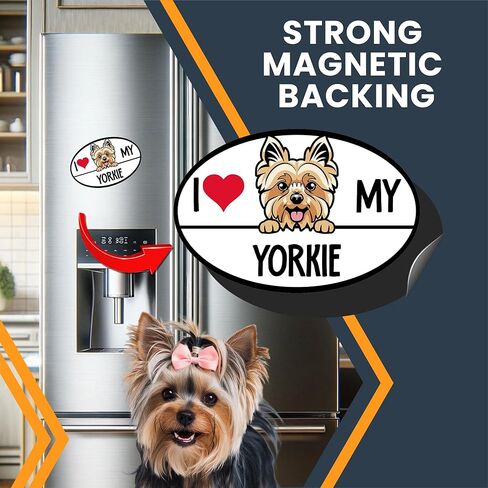 ملصق مغناطيسي للسيارة Magnet Me Up I Love My Yorkie Dog Breed Car، بيضاوي مقاس 4x6 بوصات، زخرفة رائعة للمركبة والثلاجة والمزيد! إكسسوارات سيارة لطيفة للكلاب، هدية لمحبي يوركي، صُنعت في الولايات المتحدة الأمريكية in Kuwait