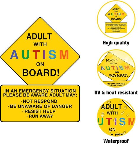 2 Pack Autism Awareness Car Magnets - Adult with Autism On Board Car Decal for Car Truck SUV Van Window Bumper Reusable in Kuwait
