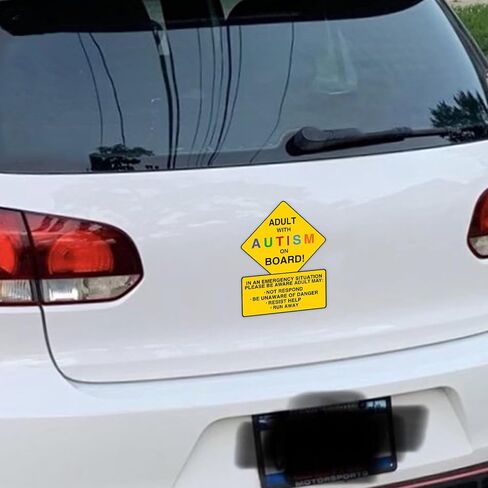 2 Pack Autism Awareness Car Magnets - Adult with Autism On Board Car Decal for Car Truck SUV Van Window Bumper Reusable in Kuwait
