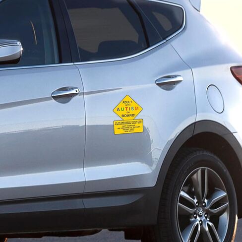2 Pack Autism Awareness Car Magnets - Adult with Autism On Board Car Decal for Car Truck SUV Van Window Bumper Reusable in Kuwait