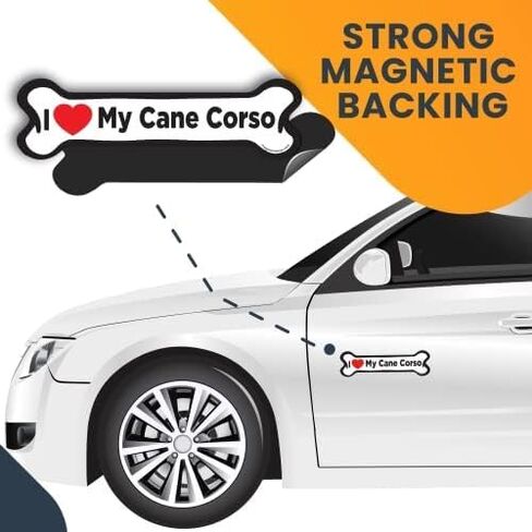 Magnet Me Up I Love My Cane Corso Pup Dog Bone Magnet - 2x7 Inches - Heavy-Duty Automotive Decal - Express Your Affection for Your Cane Corso Puppy - Perfect for Cars, Trucks, SUVs in Kuwait