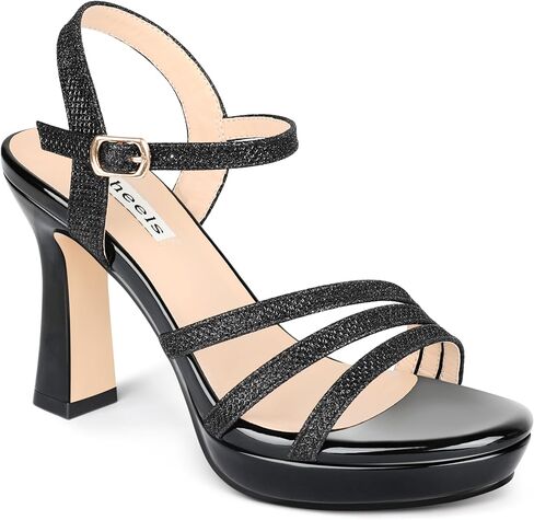 صنادل نسائية من Zzheels ذات نعل سميك ومفتوحة عند الأصابع مقاس 4 بوصات بكعب عالٍ مكتنز وحزام للكاحل in Kuwait