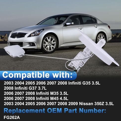Gasoline Fuel Sending Unit With Lock Ring Compatible for Infiniti 2003-2008 G35 3.5L & 2008 G37 3.7L & 2006-2008 M35 3.5L & 2006-2008 M45 4.5L, Left Side Fuel Pump Sending Unit Replacement OE FG262A in Saudi Arabia