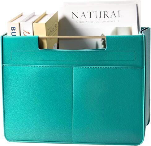 Leather Magazine Holder Foldable with Handles，Stable Magazine Rack Floor，Magazine Basket File Holder Storage，Document File Folder Organizer Free Standing for Office Living Room (black) in Saudi Arabia