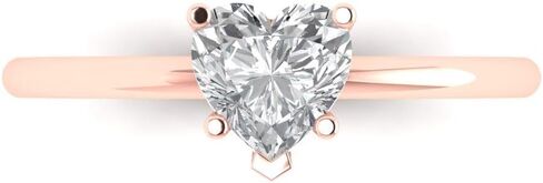 Clara Pucci خاتم سوليتير من الذهب الأصفر/الوردي/الأبيض عيار 14 قيراط لذكرى الخطوبة - 1.25 قيراط ألماس مقلد على شكل قلب in Kuwait