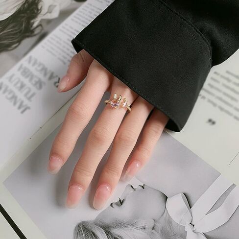 Dtja Dainty Pink CZ Bunny Rabbit Carrot Adjustable Ring for Women 14K Gold Plated Crystal Animal Statement Expandable Open Wrap Rings Cute Promise Birthday Easter Accessories Jewelry Gift in Saudi Arabia