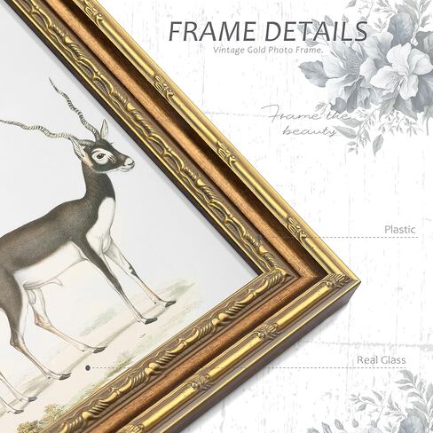 Picrit Vintage 18x24 إطار صورة معلق على الحائط مع زجاج مقسى، إطار ملصق مزخرف ذهبي عتيق مع لوحة خلفية سوداء، ديكور منزلي قديم مزخرف، فن معرض الصور على الطراز القديم in Kuwait