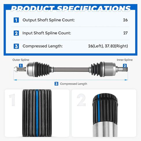 TadaMark 2PCs Front CV Axle Drive Shaft Assembly Fit for Honda Accord 2.4L 2003-2007 2003 2004 2005 2006 2007 L4, Automatic Transmission Only, Left and Right Side, for 66-4217, 66-4218 in Saudi Arabia