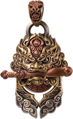 COPPERTIST.WU Shan Gui قلادة سيف الأسد للقلادة، هدايا مجوهرات شرقية مصنوعة يدويًا للرجال والنساء، النحاس والبرونز الأبيض والنحاس in Saudi Arabia