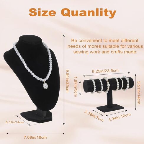 6 Pcs Jewelry Organizer Set - Black Velvet Row Bracelet Holder and Necklace Holder Elegant Room Decor Jewelry Organizers and Storage Solution for Home Store Trade Show in Saudi Arabia