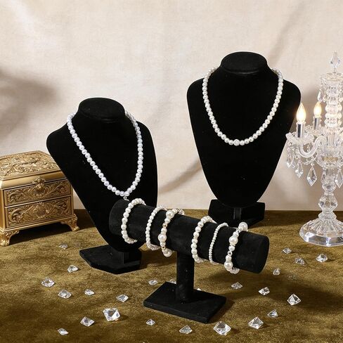 6 Pcs Jewelry Organizer Set - Black Velvet Row Bracelet Holder and Necklace Holder Elegant Room Decor Jewelry Organizers and Storage Solution for Home Store Trade Show in Saudi Arabia