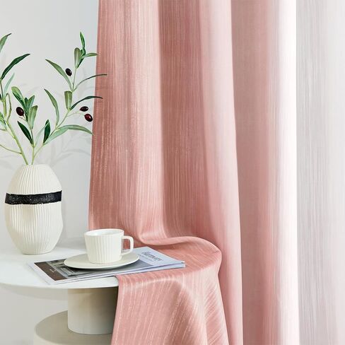 MIULEE Ombre 100% Blackout Curtains, Pink and Greyish White Full Room Darkening Thermal Insulated 84 Inches Long Drapes for Kids Bedroom/Living Room Grommet Window Treatments Modern 52Wx84L, Set of 2 in Saudi Arabia