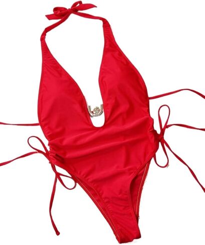 Womens Halter Neck Backless High Cut Monokini Swimsuit Casual Beach One Piece Bikini for Summer Vacation in Saudi Arabia