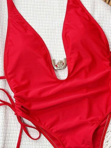 Womens Halter Neck Backless High Cut Monokini Swimsuit Casual Beach One Piece Bikini for Summer Vacation in Kuwait