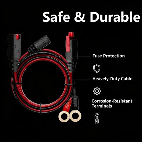 مجموعة GC002 & GC004 X-Connect مناسبة لملحقات شاحن البطارية، طرف ثقب M6 (1/4 بوصة) XL، الطول الإجمالي 10.5 قدم + 1.8 قدم تمديد كابل شحن البطاريات الذكية in Kuwait