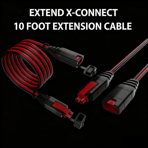 مجموعة GC002 & GC004 X-Connect مناسبة لملحقات شاحن البطارية، طرف ثقب M6 (1/4 بوصة) XL، الطول الإجمالي 10.5 قدم + 1.8 قدم تمديد كابل شحن البطاريات الذكية in Kuwait