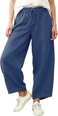 Wide Leg Sweatpants for Women Elastic High Waist Baggy Casual Palazzo Pants Soft Comfy Lounge Pants with Pockets in Saudi Arabia