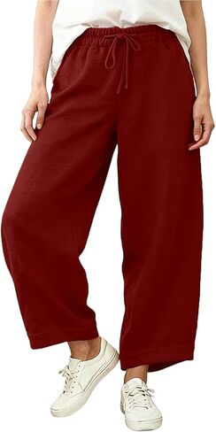 Wide Leg Sweatpants for Women Elastic High Waist Baggy Casual Palazzo Pants Soft Comfy Lounge Pants with Pockets in Saudi Arabia