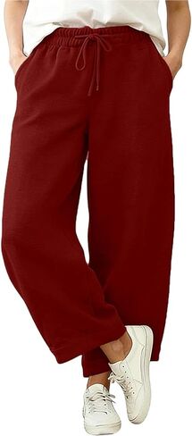 Wide Leg Sweatpants for Women Elastic High Waist Baggy Casual Palazzo Pants Soft Comfy Lounge Pants with Pockets in Saudi Arabia